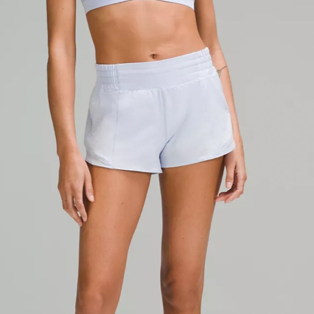 Lululemon Hotty Hot Low-Rise Lined 2.5 Inch Short, Light Blue, Size 10